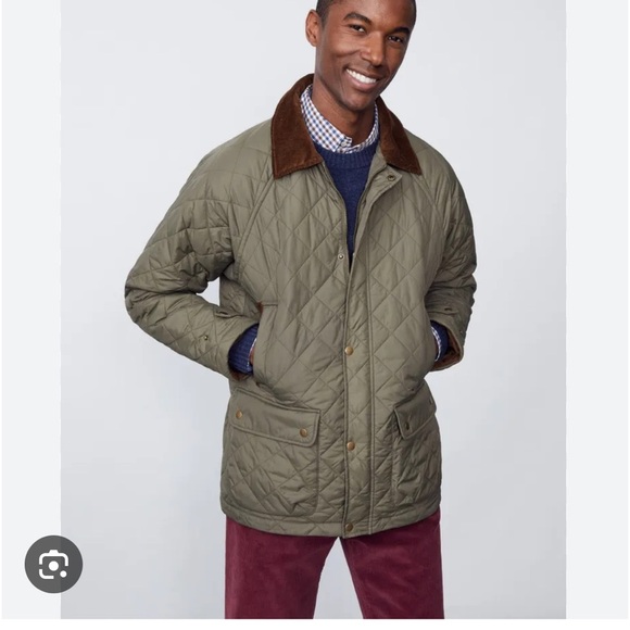 J. McLaughlin OLIVE XL chore Green Quilted chore Barn Jacket NWT corduroy collar - Picture 1 of 9